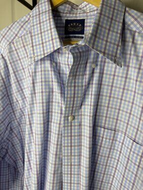 Eagle Shirtmakers 1867 Blue Purple Windowpane Check Shirt XL